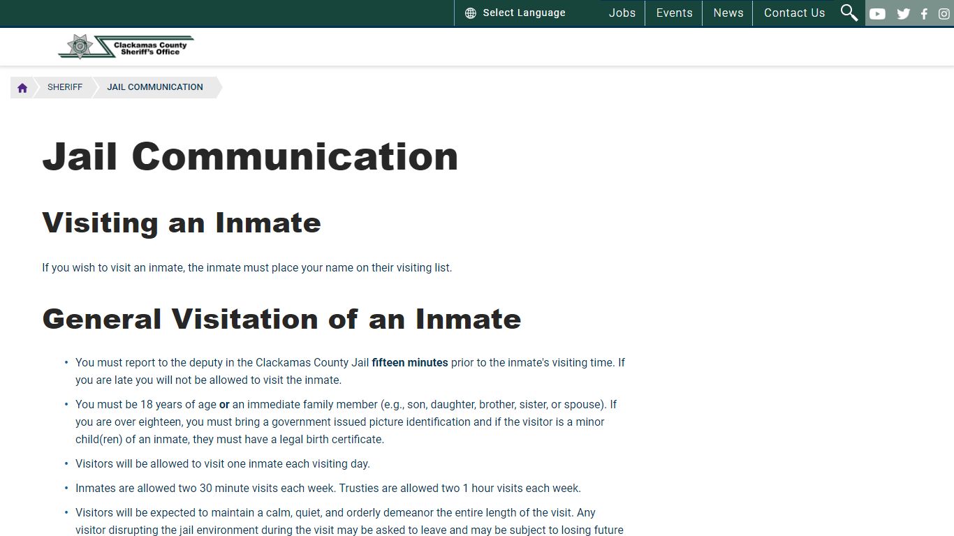 Jail Communication | Clackamas County